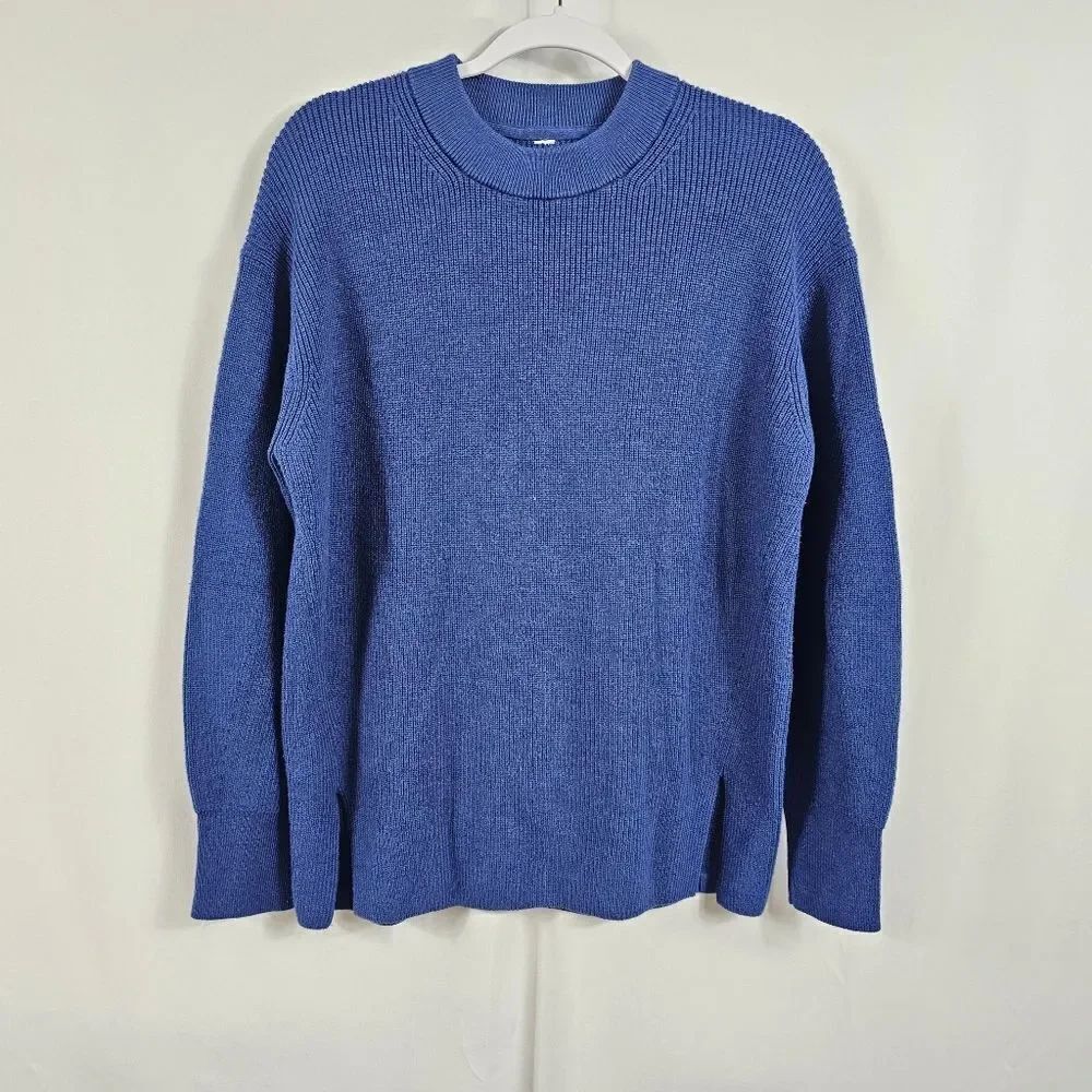 Lululemon Merino Wool Blend Ribbed Crew Neck Sweater in Blue - Size 6